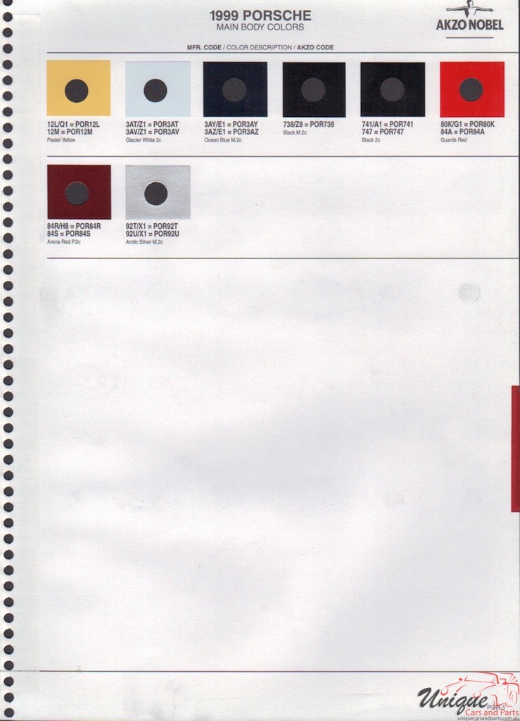 1999 Porsche Paint Charts Akzo 1